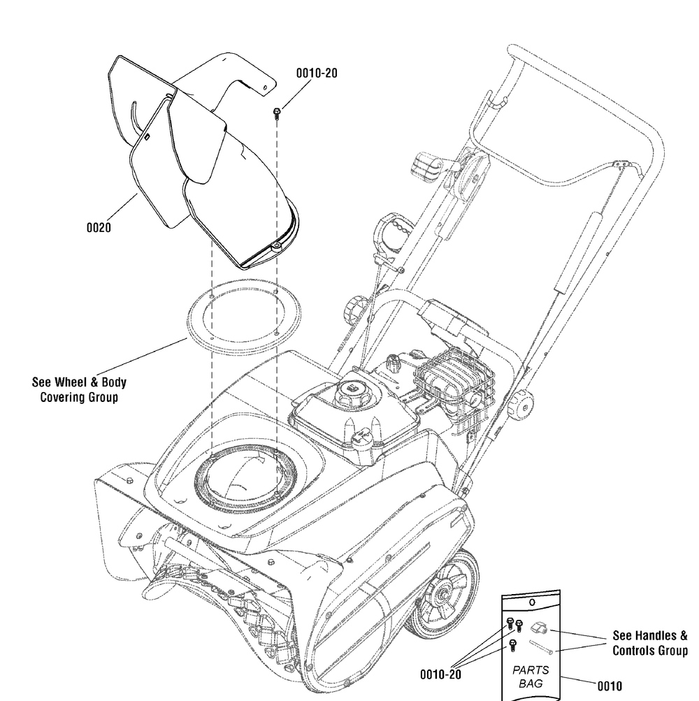 Chute Group - Remote Diagram and Parts List for 1695950  Briggs and Stratton Snow Blower